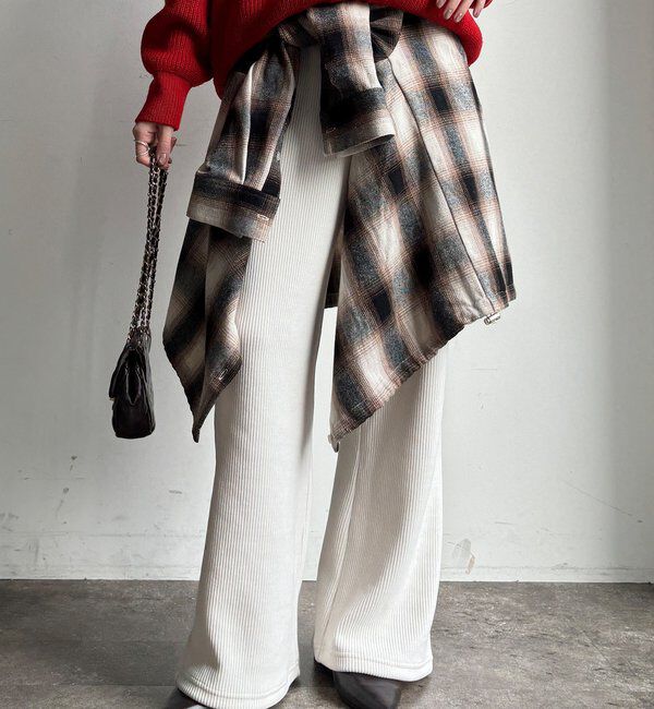  「ニットコーデュロイセミフレアイージーパンツ」|チノ|