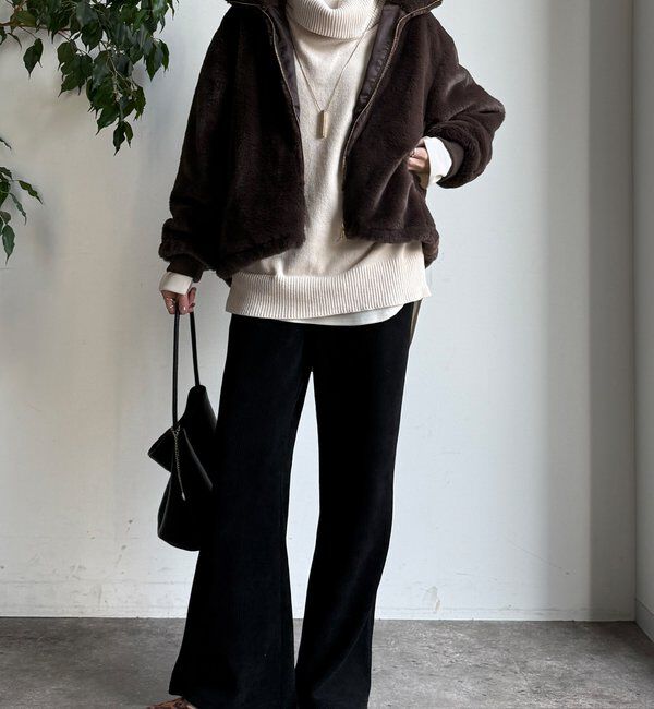  「ニットコーデュロイセミフレアイージーパンツ」|チノ|