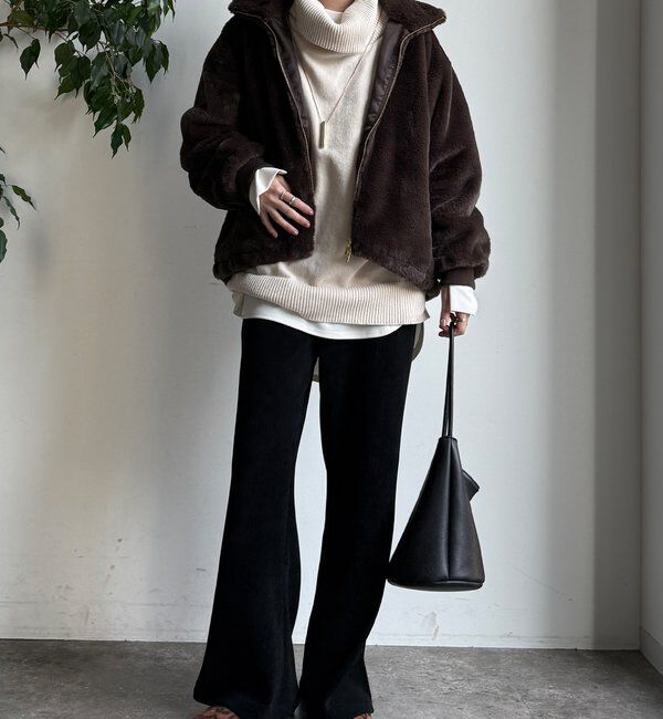  「ニットコーデュロイセミフレアイージーパンツ」|チノ|