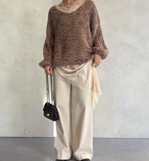  「MIXヤーンVネックプルオーバー」|ニット・セーター|