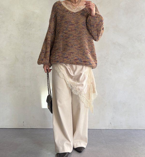  「MIXヤーンVネックプルオーバー」|ニット・セーター|