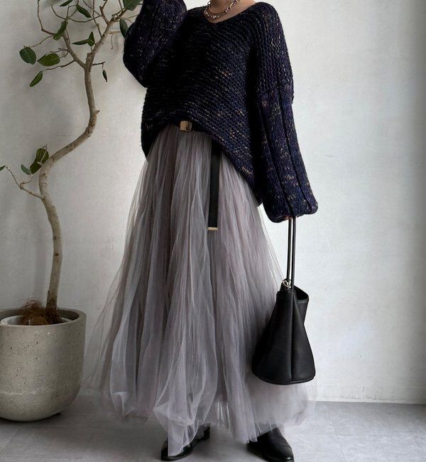  「MIXヤーンVネックプルオーバー」|ニット・セーター|