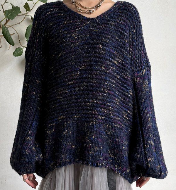  「MIXヤーンVネックプルオーバー」|ニット・セーター|