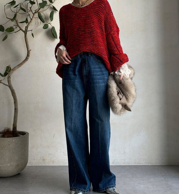  「MIXヤーンVネックプルオーバー」|ニット・セーター|