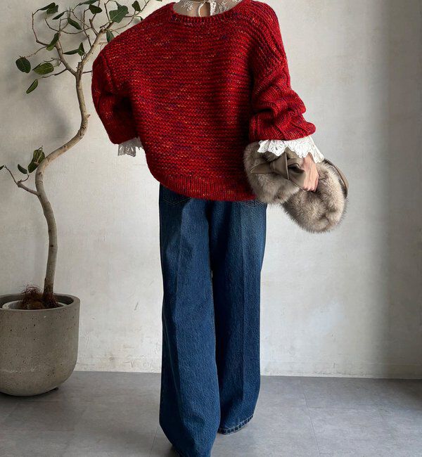  「MIXヤーンVネックプルオーバー」|ニット・セーター|