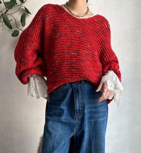  「MIXヤーンVネックプルオーバー」|ニット・セーター|