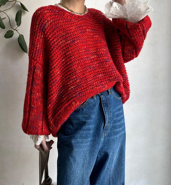  「MIXヤーンVネックプルオーバー」|ニット・セーター|