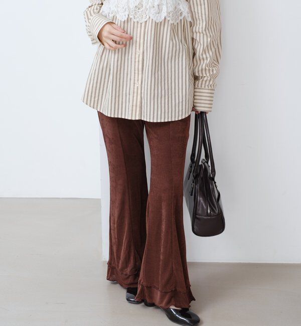  「【新色追加/低身長サイズ/2サイズ展開】シアーリブフレアパンツ」|その他|