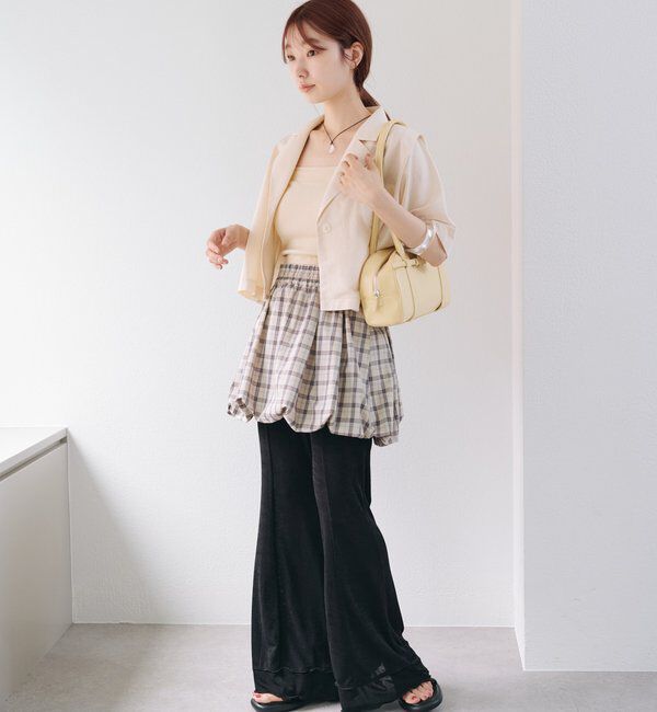  「【新色追加/低身長サイズ/2サイズ展開】シアーリブフレアパンツ」|その他|