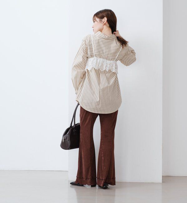  「【新色追加/低身長サイズ/2サイズ展開】シアーリブフレアパンツ」|その他|