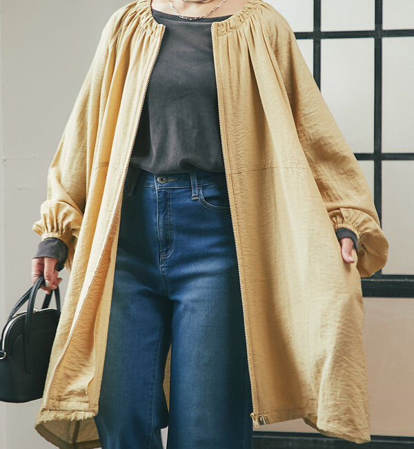  「《さっと羽織れる軽量アウター》麻調シアーロングブルゾン」|その他|