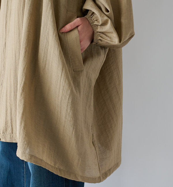  「《さっと羽織れる軽量アウター》麻調シアーロングブルゾン」|その他|