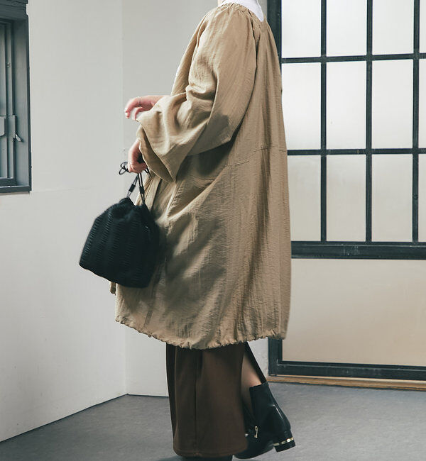  「《さっと羽織れる軽量アウター》麻調シアーロングブルゾン」|その他|