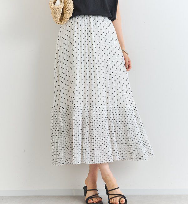  「シフォンドットプリントプリーツスカート」|スカート|オフホワイト