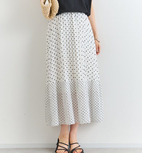  「シフォンドットプリントプリーツスカート」|スカート|