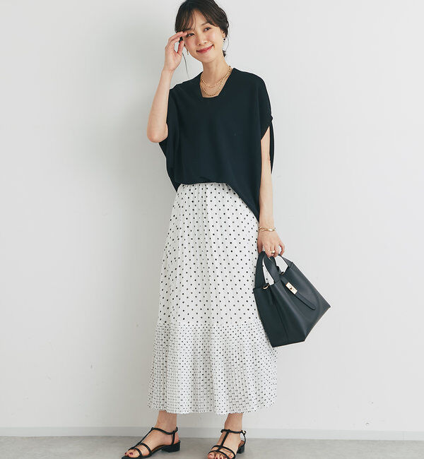  「シフォンドットプリントプリーツスカート」|スカート|