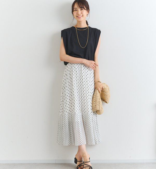  「シフォンドットプリントプリーツスカート」|スカート|
