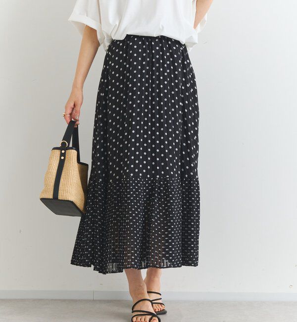  「シフォンドットプリントプリーツスカート」|スカート|