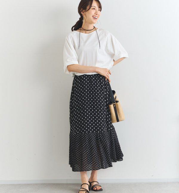  「シフォンドットプリントプリーツスカート」|スカート|