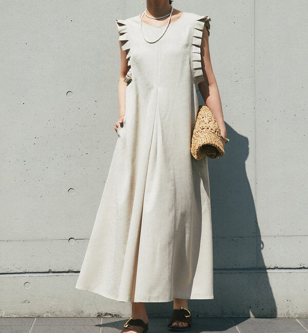  「《大人フェミニンに◎》タックスリーブワンピース」|その他|ベージュ