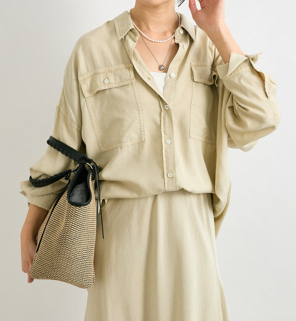  「【セットアップ可】ガーメントダイワイドシャツ」|シャツ・ブラウス|ベージュ