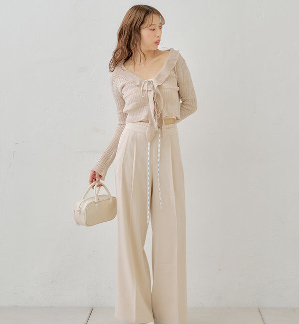  「ラメシアーフリルチビカーディガン」|カーディガン|