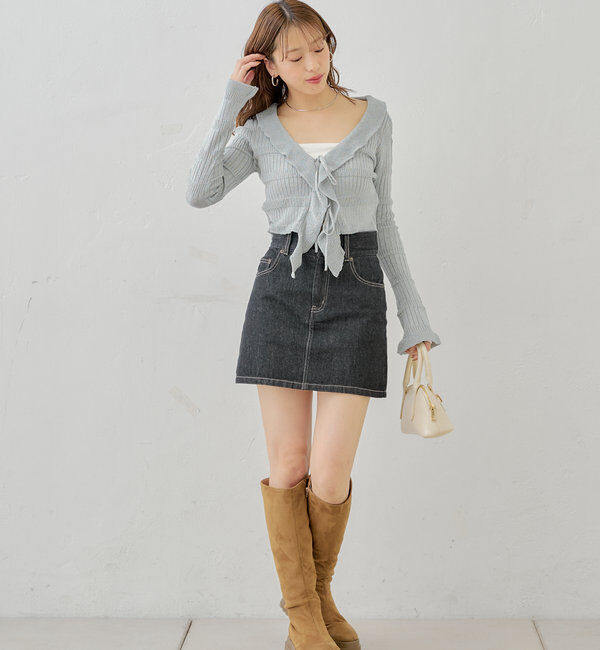  「ラメシアーフリルチビカーディガン」|カーディガン|