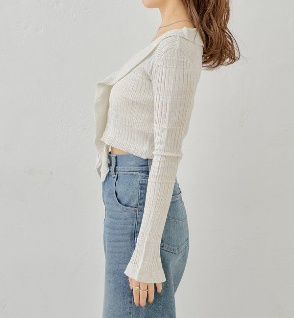  「ラメシアーフリルチビカーディガン」|カーディガン|