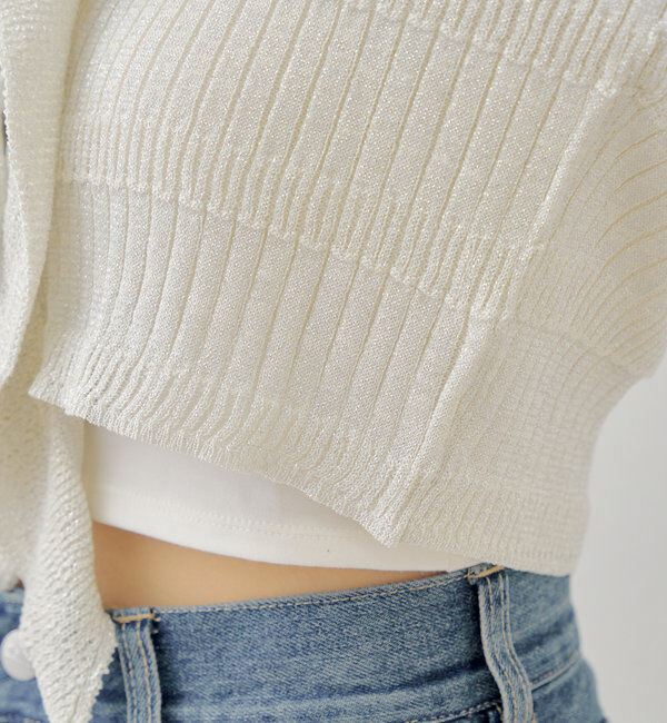  「ラメシアーフリルチビカーディガン」|カーディガン|