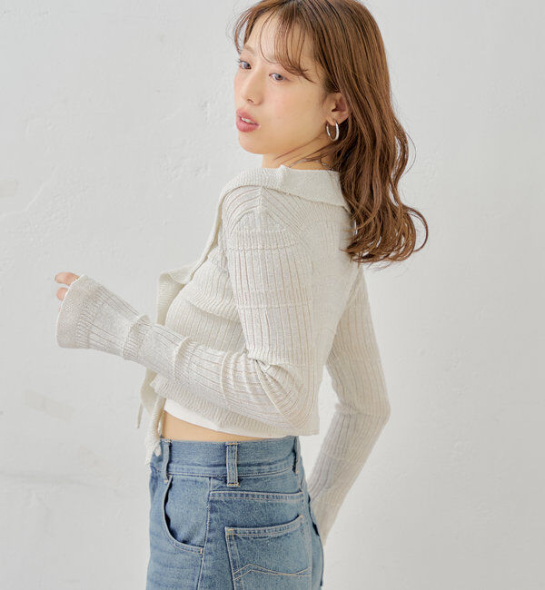  「ラメシアーフリルチビカーディガン」|カーディガン|