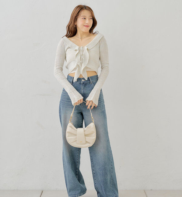  「ラメシアーフリルチビカーディガン」|カーディガン|