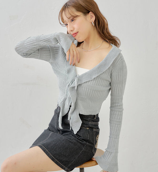  「ラメシアーフリルチビカーディガン」|カーディガン|ミント