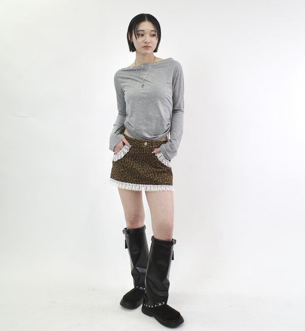  「マイクロレース【ヒョウ柄・カモ柄】ミニスカート」|スカート|