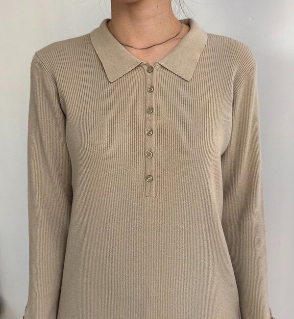  「【低身長サイズあり】襟ニットワンピース」|ワンピース|