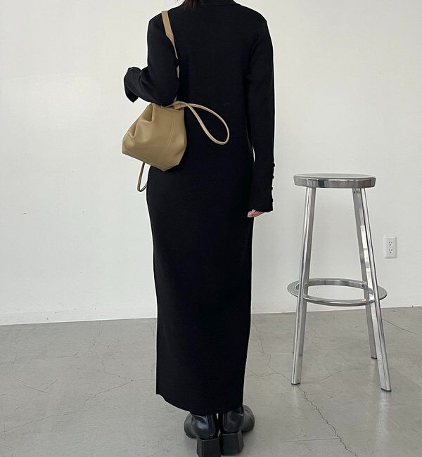  「【低身長サイズあり】襟ニットワンピース」|ワンピース|