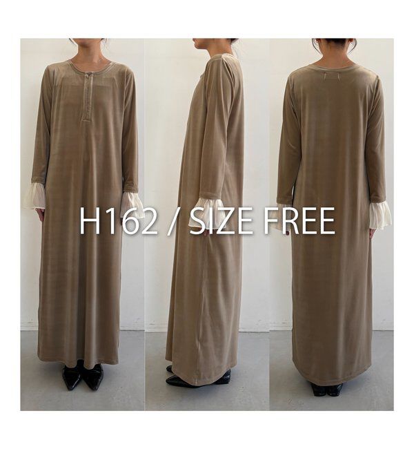  「【低身長サイズあり】フレアスリーブベロアワンピース」|ワンピース|