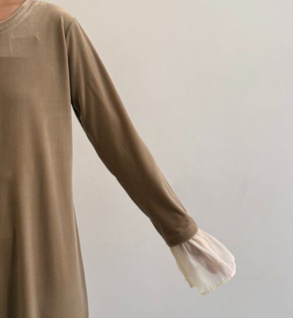  「【低身長サイズあり】フレアスリーブベロアワンピース」|ワンピース|