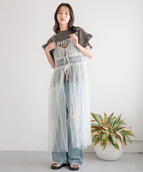 LOWRYS FARM「【前後着用可能】２ＷＡＹチュールキャミワンピース」|ワンピース|