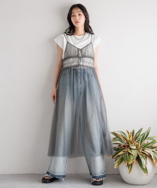 LOWRYS FARM「【前後着用可能】２ＷＡＹチュールキャミワンピース」|ワンピース|GRY8