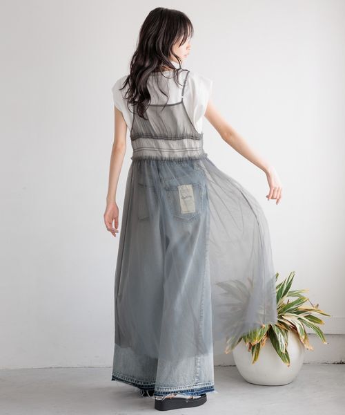 LOWRYS FARM「【前後着用可能】２ＷＡＹチュールキャミワンピース」|ワンピース|