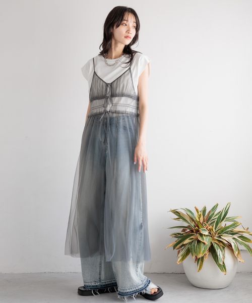 LOWRYS FARM「【前後着用可能】２ＷＡＹチュールキャミワンピース」|ワンピース|
