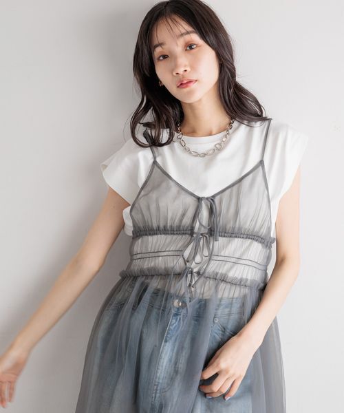 LOWRYS FARM「【前後着用可能】２ＷＡＹチュールキャミワンピース」|ワンピース|