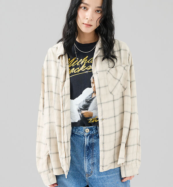 Rouge vif「【REMI RELIEF / レミレリーフ】レーヨンツイルチェックレギュラー シ」|シャツ・ブラウス|オフホワイト