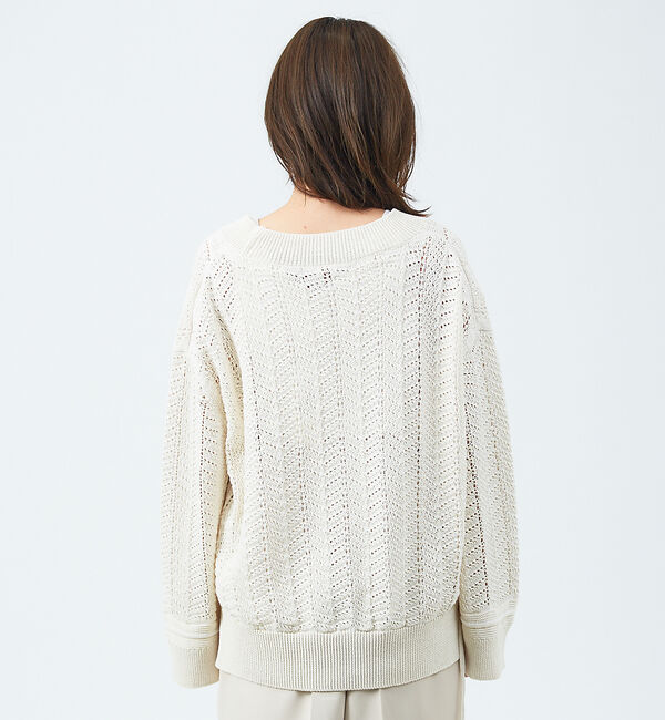 qualite「変形スリーブヘリンボーンニット」|ニット・セーター|