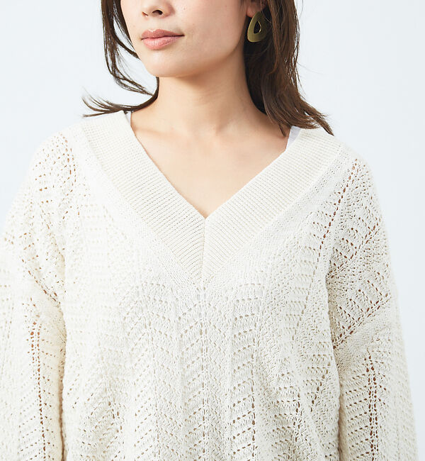 qualite「変形スリーブヘリンボーンニット」|ニット・セーター|