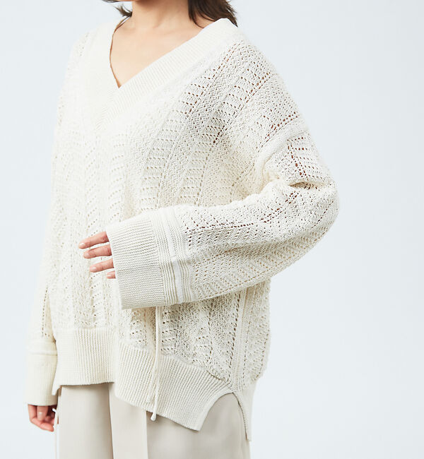 qualite「変形スリーブヘリンボーンニット」|ニット・セーター|