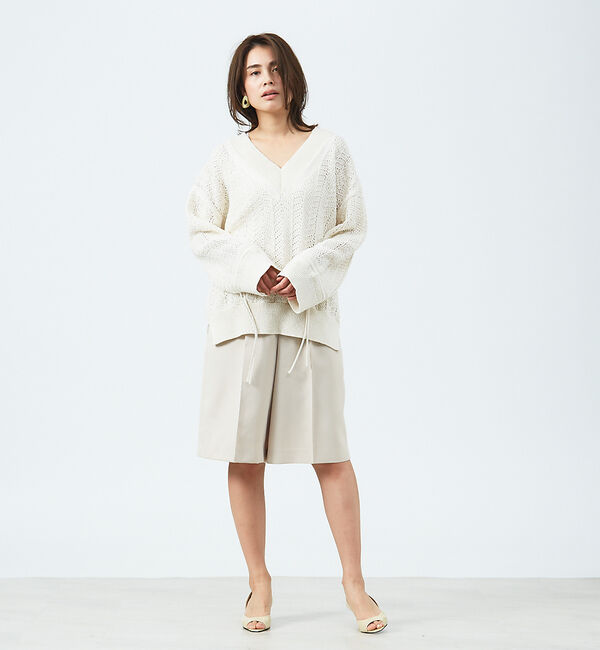 qualite「変形スリーブヘリンボーンニット」|ニット・セーター|