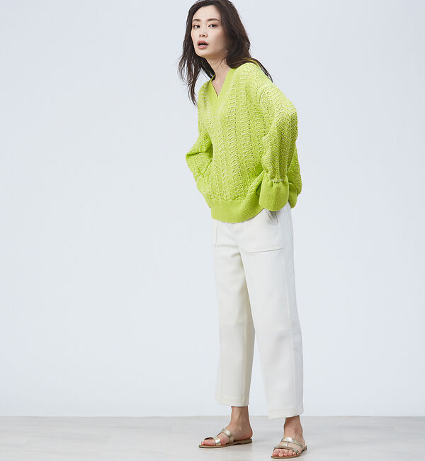 qualite「変形スリーブヘリンボーンニット」|ニット・セーター|