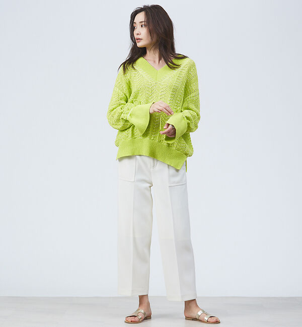 qualite「変形スリーブヘリンボーンニット」|ニット・セーター|