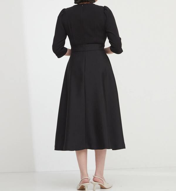  「袖口パール異素材ワンピース」|ワンピース|